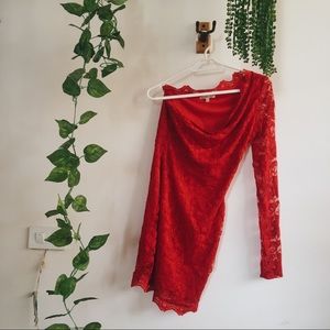 Red off the shoulder dress